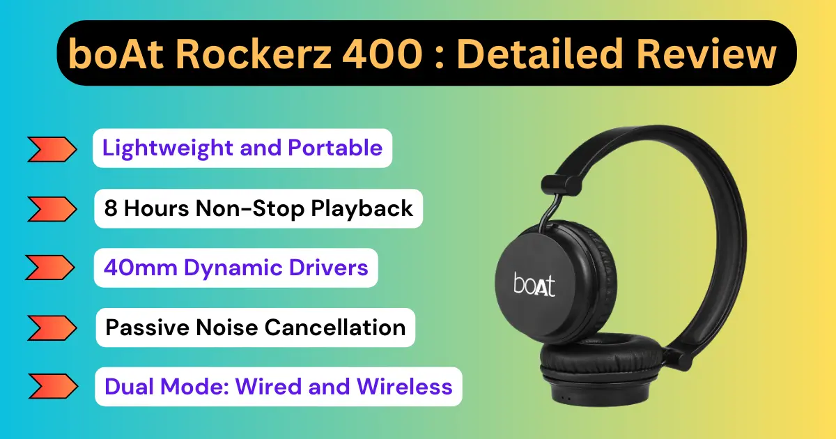 boAt Rockerz 400 Bluetooth On Ear Headphones With Mic